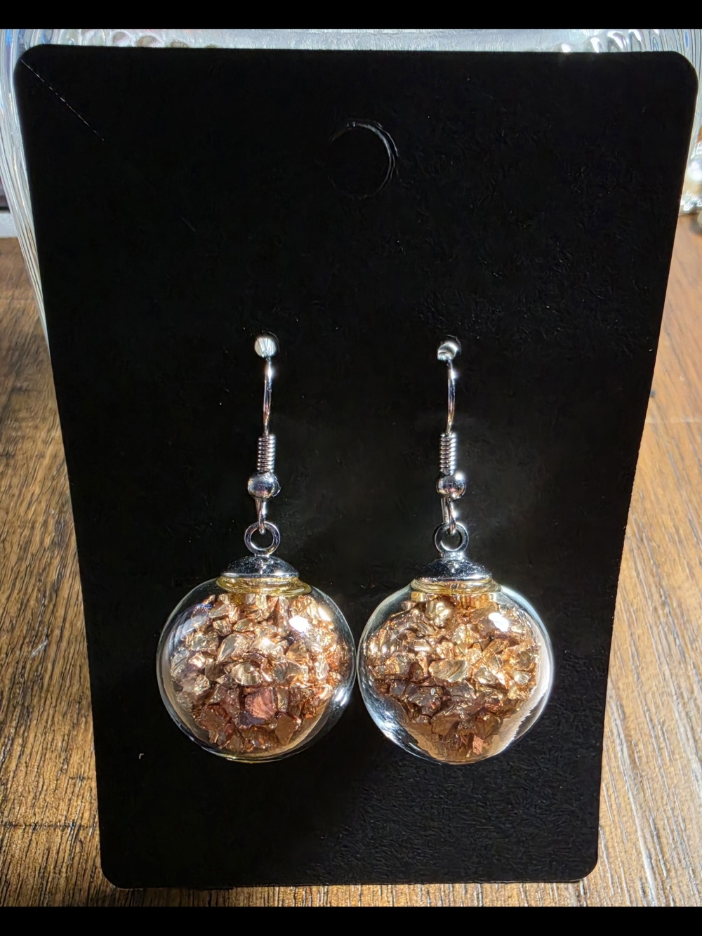 Silver Drop Earrings with Rose Gold Crystal Fills